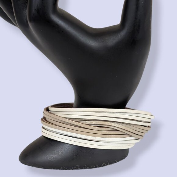 (2/$20) Brown & Cream Multistrand Magnetic Bracelet - Picture 1 of 5